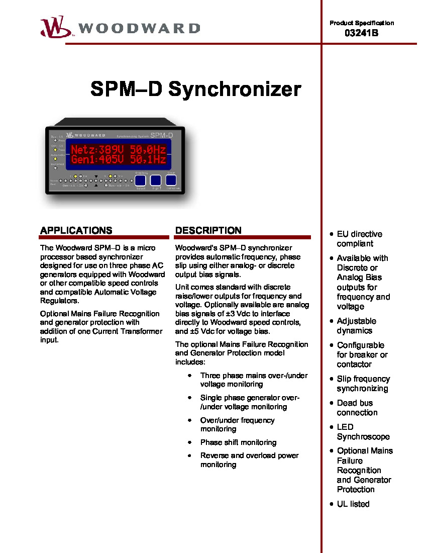 First Page Image of 5448-890 SPM-D Synchronizer Manual 03241B.pdf